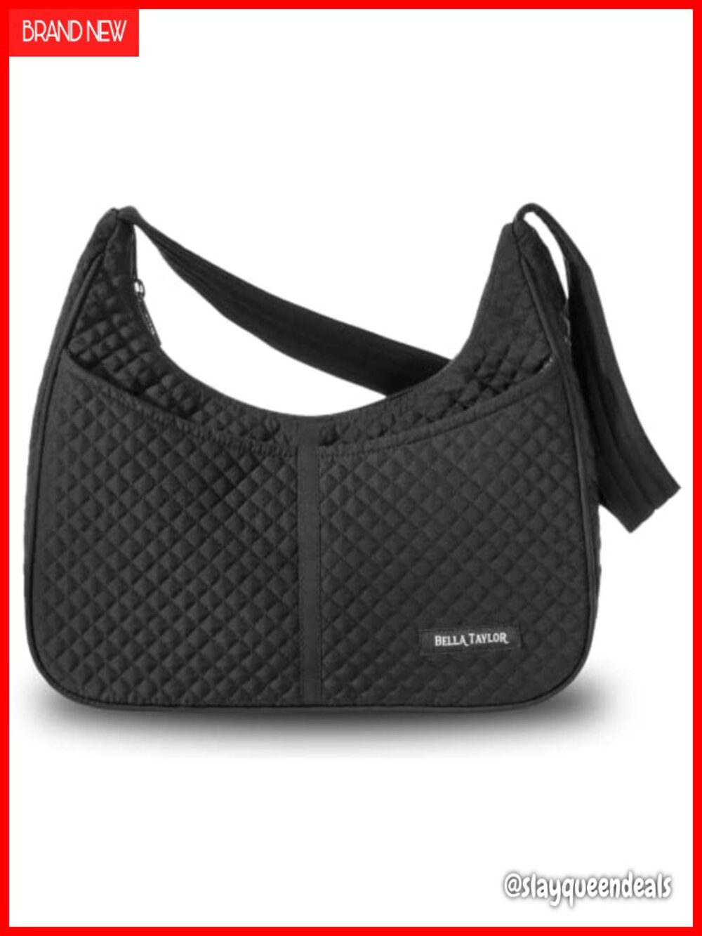 Quilted Hobo Shoulder Bag with Multiple Pockets, Lightweight